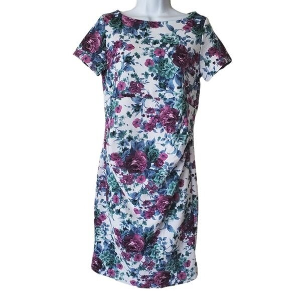 Pinkblush Maternity dress Floral Print Short Sleeve Size Small Round Neck New - Picture 1 of 8